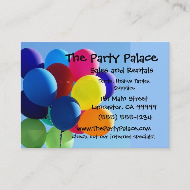 Colorful Balloons Business Card (Front)