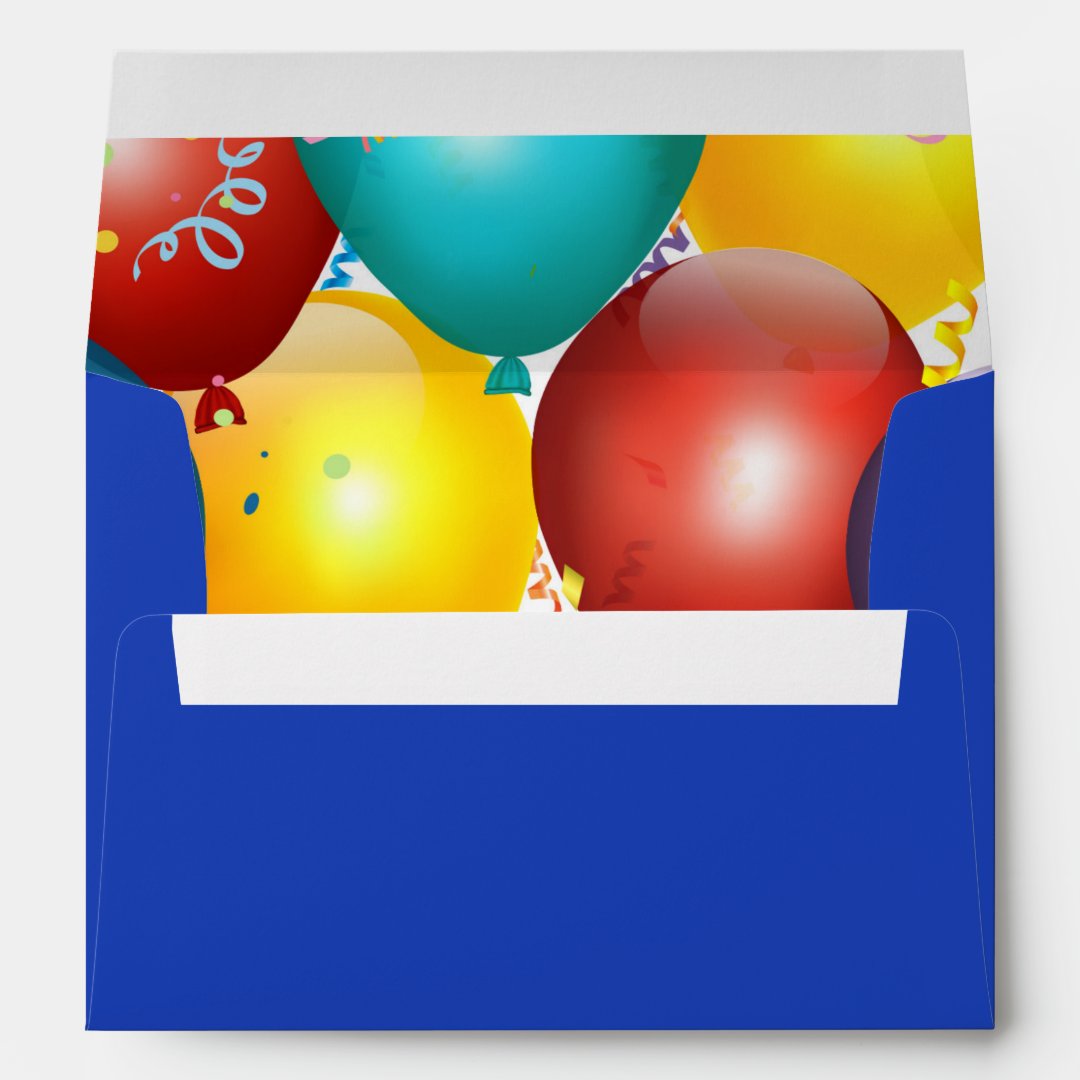 Colorful Balloons & Confetti Birthday Party Envelope | Zazzle
