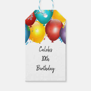 Colorful Balloons & Confetti Birthday Party Favor Gift Tags