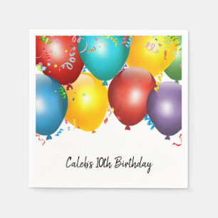 Colorful Balloons & Confetti Birthday Party Napkins