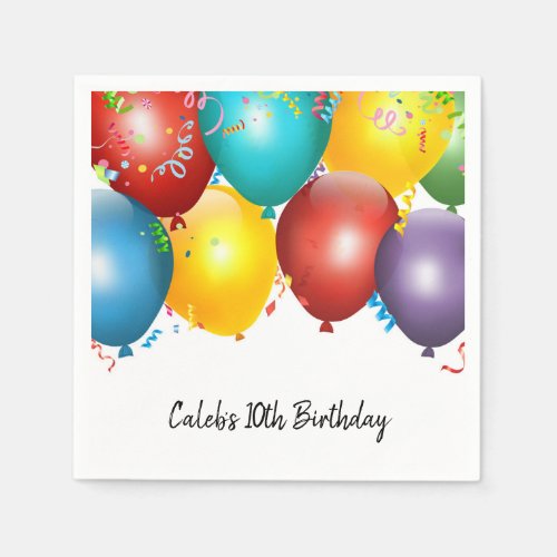 Colorful Balloons  Confetti Birthday Party Napkins