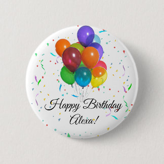 Colorful Balloons & Confetti Birthday Party Pin