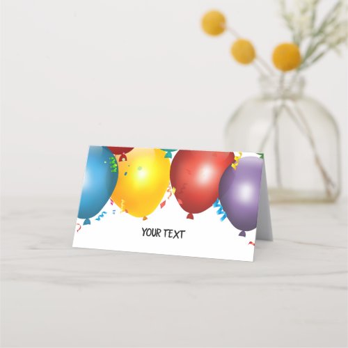 Colorful Balloons  Confetti Birthday Party Table Place Card