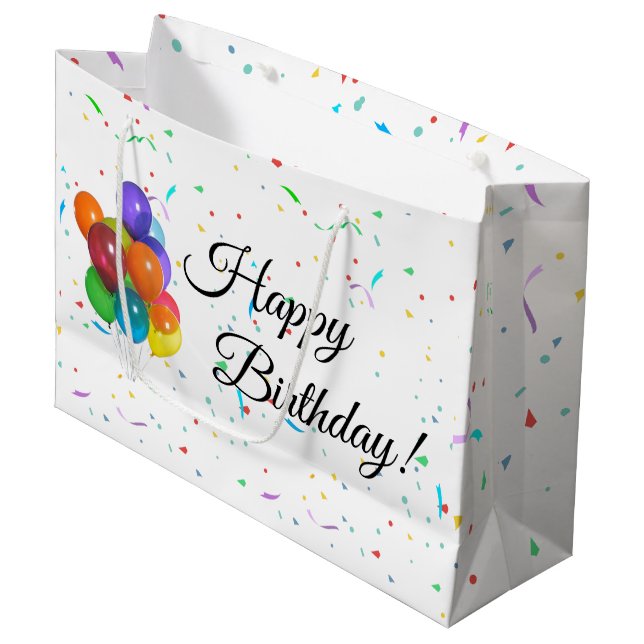 Colorful Balloons & Confetti Party Gift Bag (Front Angled)
