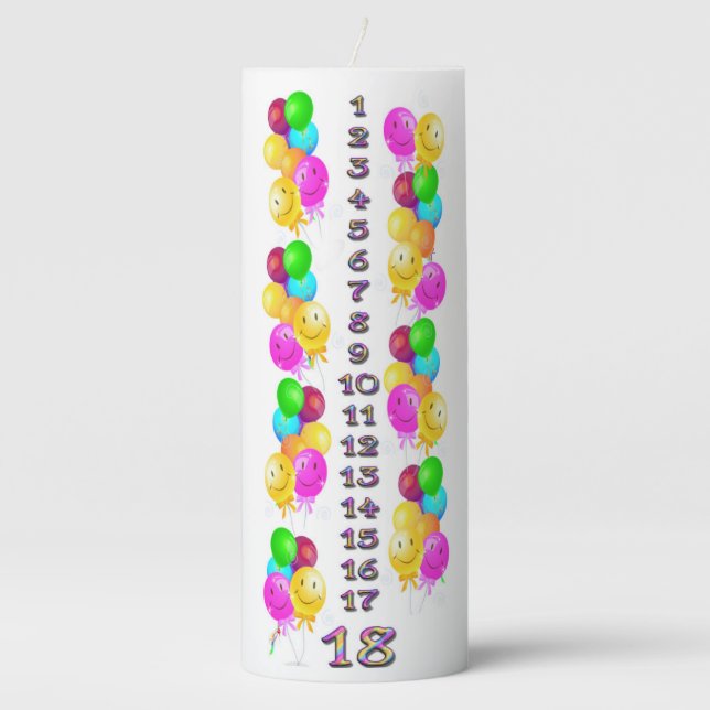 Colorful Balloons Countdown Birthday Candle (Front)