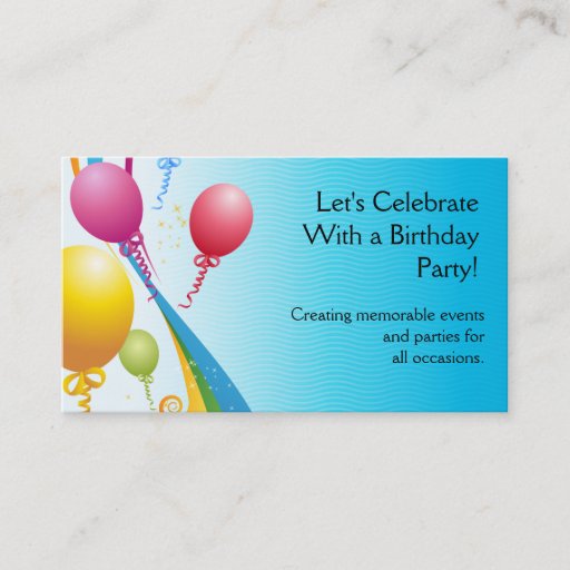 Customizable Colorful Balloons | Curly Ribbons Business Card Templates