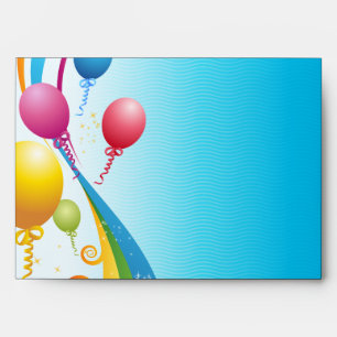 Colorful Balloons Curly Ribbons Envelope