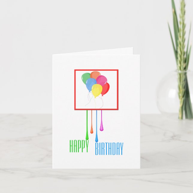 Colorful Balloons Custom Birthday Greeting Card (Front)