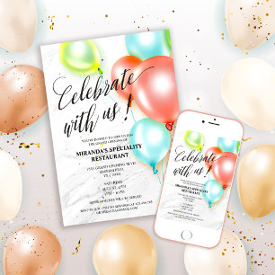 Colorful Balloons Custom Corporate Grand Opening Invitation
