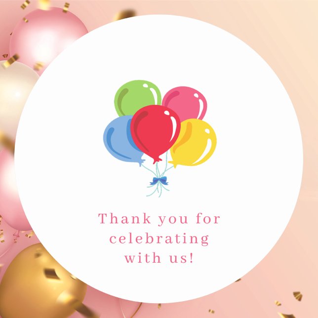 Colorful Balloons Custom Message Celebration Classic Round Sticker (Creator Uploaded)