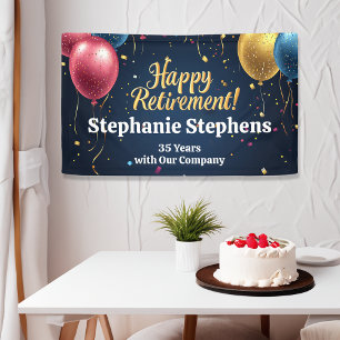 Colorful Balloons Custom Retirement Party Banner