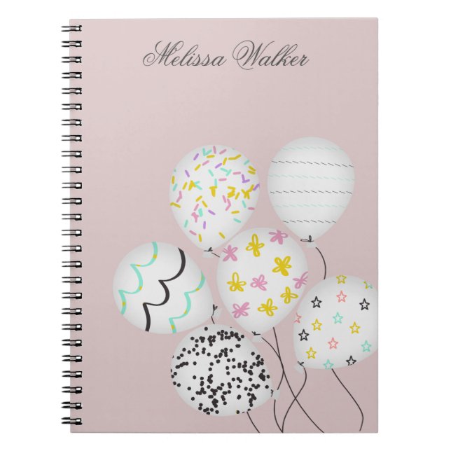 colorful balloons cute monogram notebook (Front)