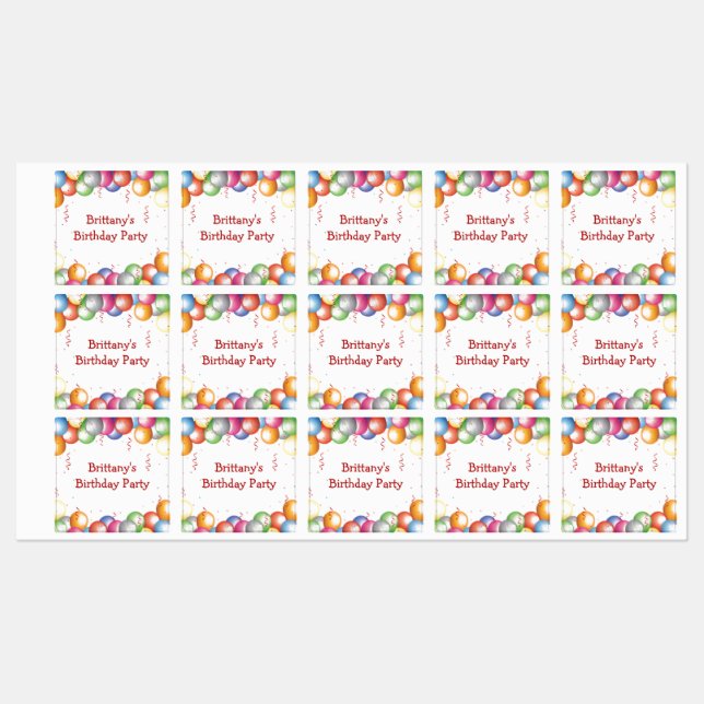 Colorful Balloons Design Labels (Sheet)