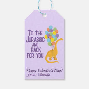 Colorful balloons dino kids Valentine's school Gift Tags