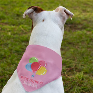 Colorful Balloons Dog Birthday Party Funny Pink Bandana