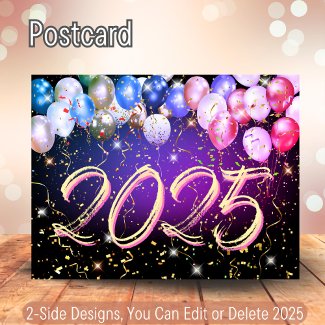 Colorful Balloons Festive Confetti Happy New Year