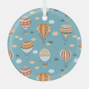 Colorful Balloons Festive Pattern Design Glass Ornament