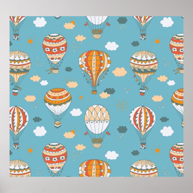 Colorful Balloons Festive Pattern Design Poster (Front)