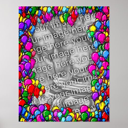 Colorful Balloons Frame Add Your Photo Poster