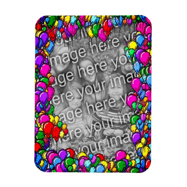 Colorful Balloons Frame Create Your Own Photo Magnet (Vertical)