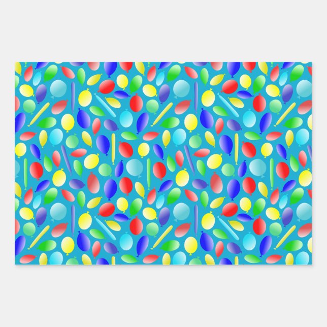 Colorful Balloons Fun Celebrations Wrapping Paper Sheets (Front 3)