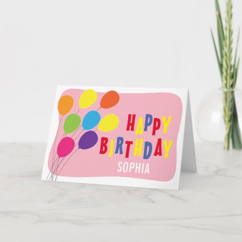Colorful Balloons Girls Birthday Greeting Card