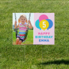 Colorful Balloons Girls Birthday Photo Pink