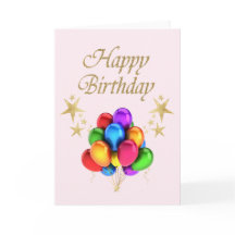 Colorful balloons Gold Stars Happy Birthday