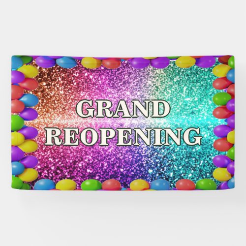 Colorful Balloons Grand reopening banner for store