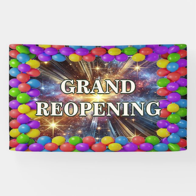 Colorful Balloons Grand Reopening banner for store (Horizontal)