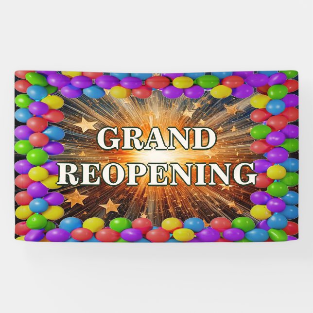 Colorful Balloons Grand Reopening banner for store (Horizontal)