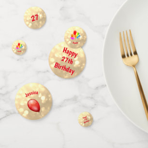 Colorful Balloons Happy 27th Birthday design Confetti