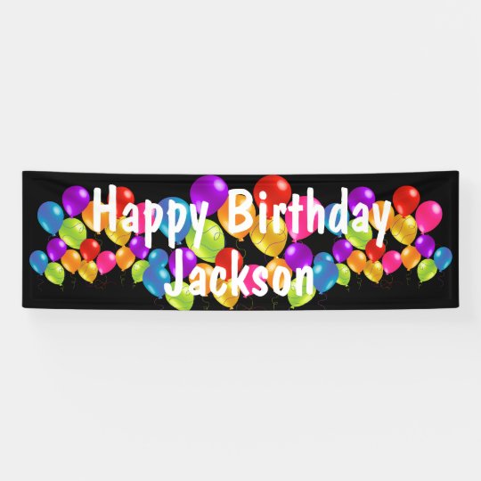 Colorful Balloons Happy Birthday Add Name Banner