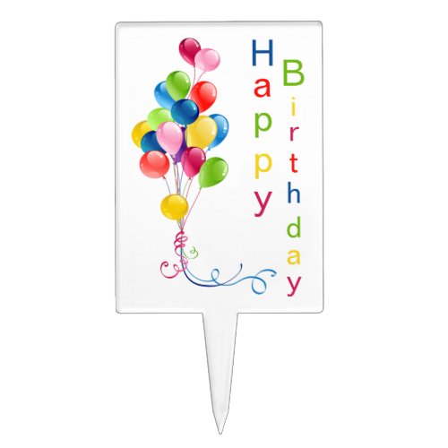 Colorful Balloons Happy Birthday Cake Topper