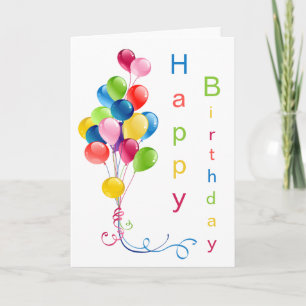 Colorful Balloons, Happy Birthday Card