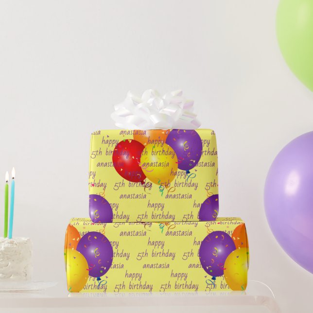 Colorful Balloons Happy Birthday Pattern Template Wrapping Paper (Party Gifts)