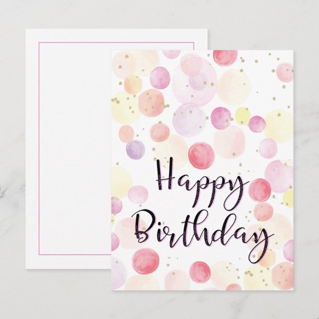 Colorful Balloons Happy Birthday Pink  Postcard (Front/Back)