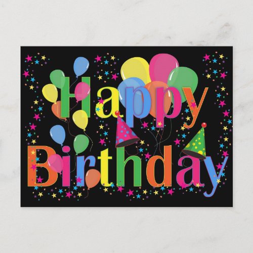 Colorful Balloons HAPPY BIRTHDAY Postcard