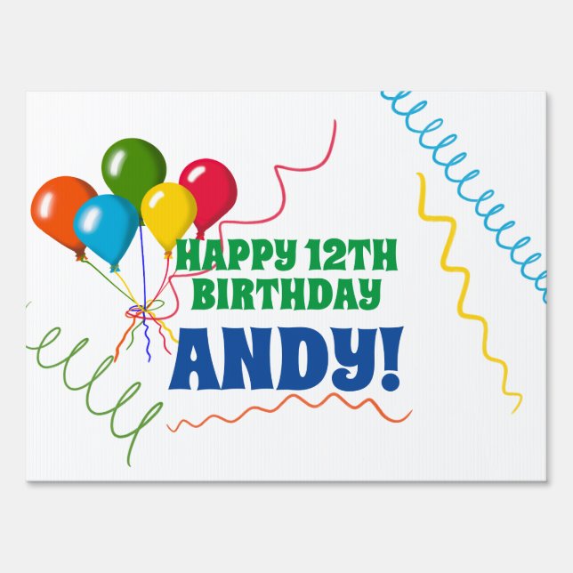 Colorful Balloons Happy Birthday Yard Sign (Front)