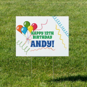 Colorful Balloons Happy Birthday Yard Sign