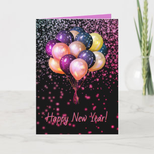 Colorful Balloons HAPPY NEW YEAR Personalized Card