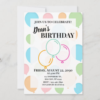 Colorful Balloons Invitation