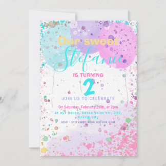 Colorful balloons kids birthday party invitation