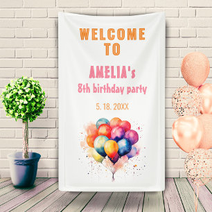 Colorful Balloons Kids Birthday party Welcome Banner