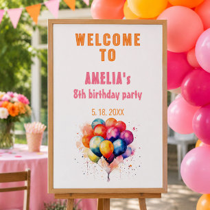 Colorful Balloons Kids Birthday party Welcome Poster