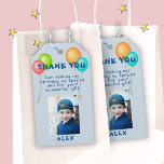 Colorful Balloons Kids Birthday Photo Gift Tags<br><div class="desc">Colorful Balloons Kids Birthday Photo Thank You Tag. Thank you birthday tag for the children`s birthday party. This design comes with balloons in red,  blue,  pink and green colors on a blue background. Personalize the tag with your child`s name,  thank you message and photo.</div>