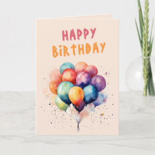 Colorful Balloons Kids Happy Birthday Card