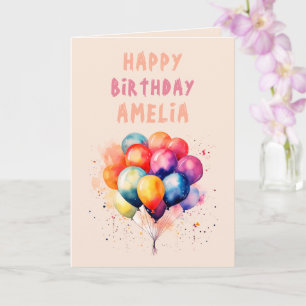 Colorful Balloons Kids Happy Birthday Card