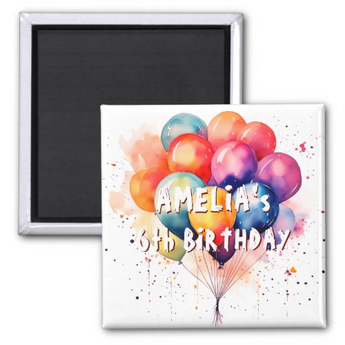 Colorful Balloons Kids Happy Birthday Party Magnet