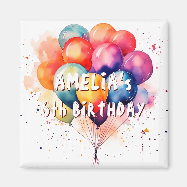 Colorful Balloons Kids Happy Birthday Party Magnet (Front)